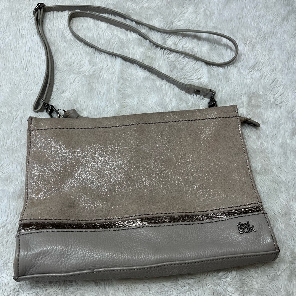 The Sak Women’s Iris Leather Demi Clutch Bag Nude Sparkle Crossbody